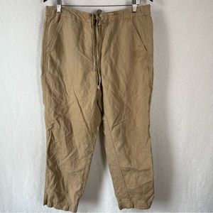 J. Crew Linen Lyocell Seaside Tie Waist Pull On Pants Beige Sand color Women’s L